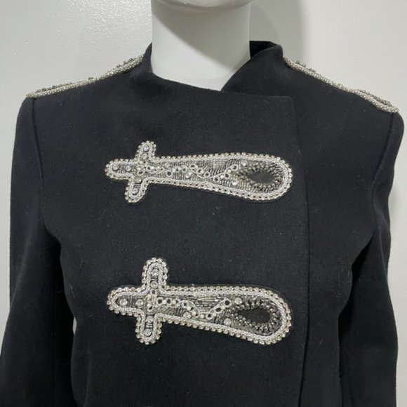 New Alice + Olivia wool military band embellished crop oversized blazer jacket - Picture 11 of 16